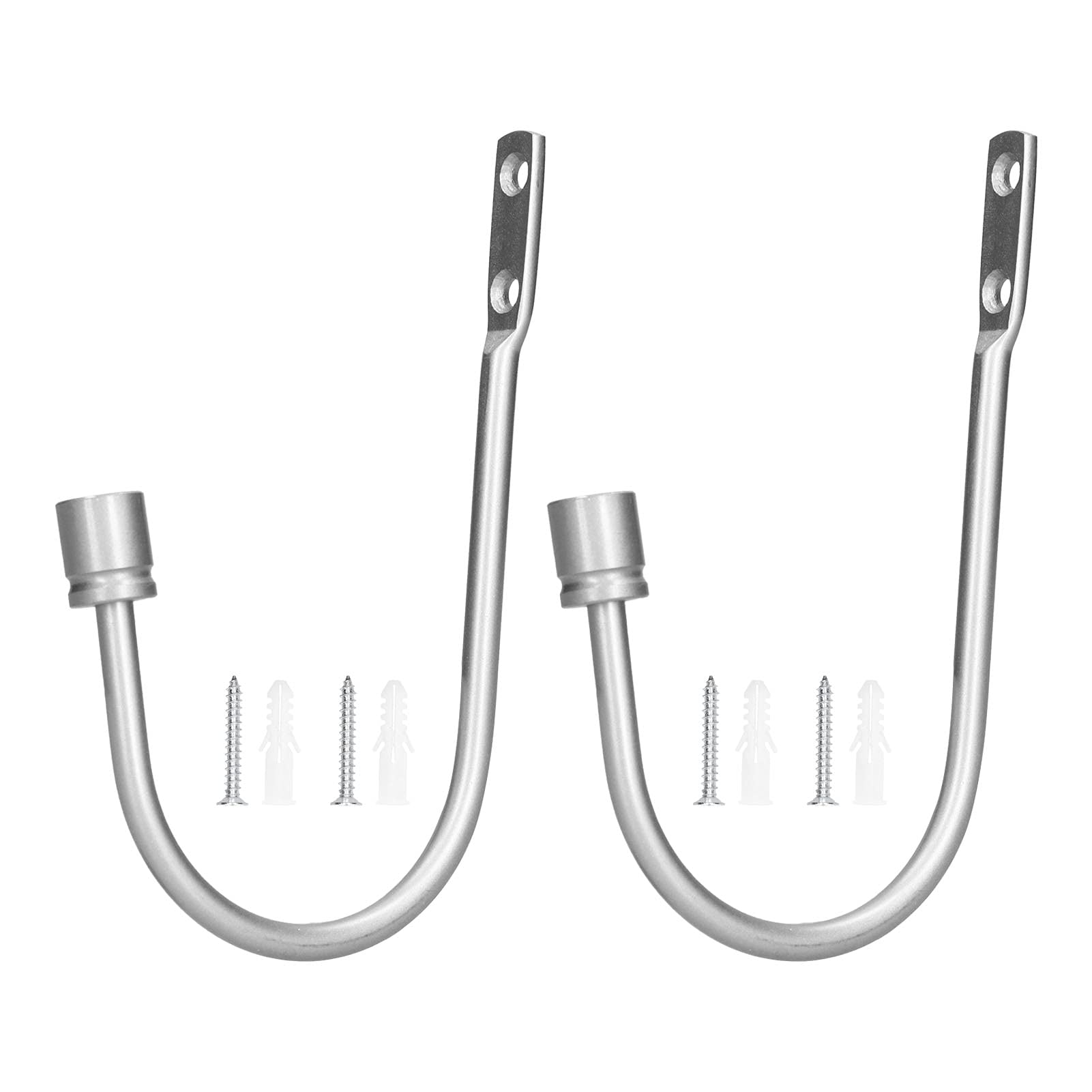 Eojddpa Silver Curtain Hook Drapery Holdback Aluminum Alloy U Shaped Cylinder Fixed Exquisite Craftsmanship Beautiful Appearance Small Size Efficient Design For Home Office (Silver)