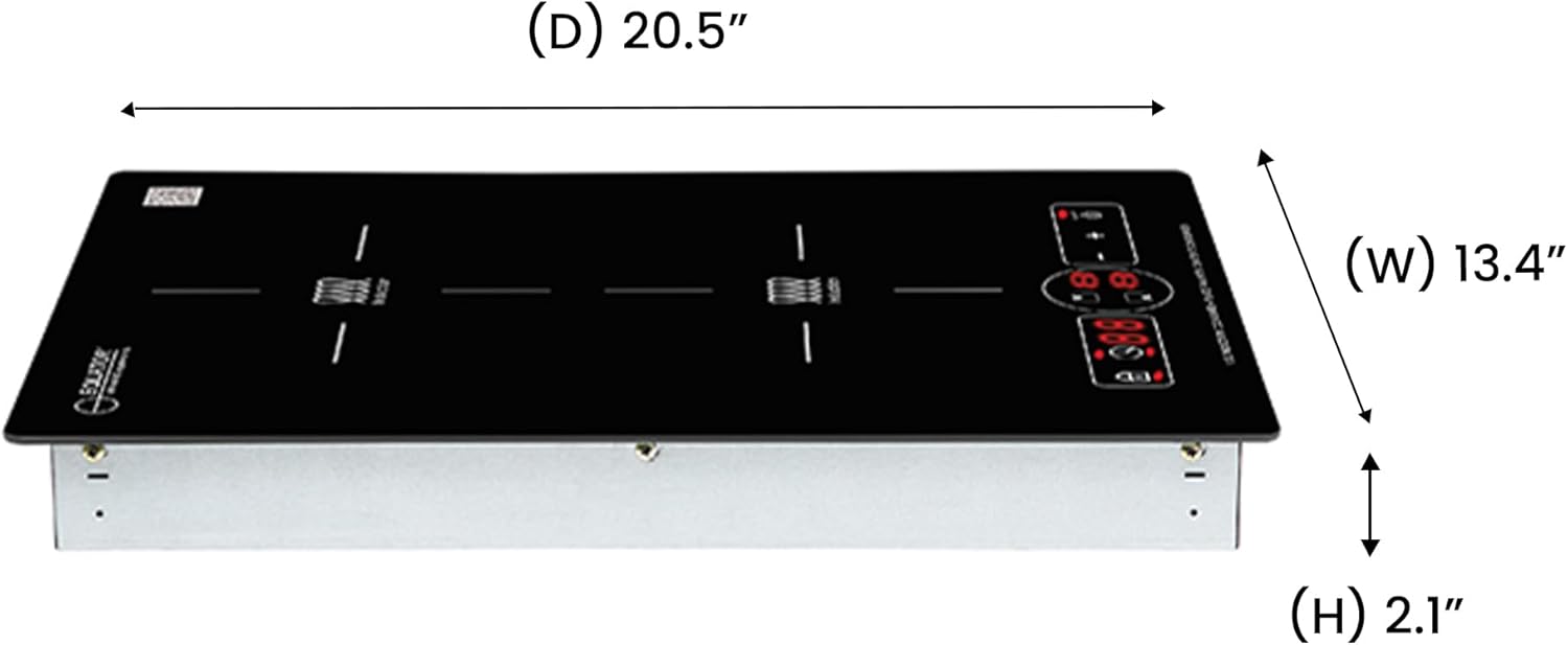 Equator Advanced Appliances 13" VERTICAL 2-BURNER Induction Cooktop 9 POWER Built in/Freestand 110V