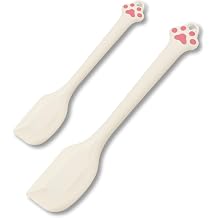Cute Cat Paw Silicone Spatula Set - High Heat Resistant Rubber Scraper for Baking & Cooking, BPA-Free Non-Stick Kitchen Utensils, Adorable Cat Lover Gifts2 Pack, 8.5" & 11" Mix, Cream