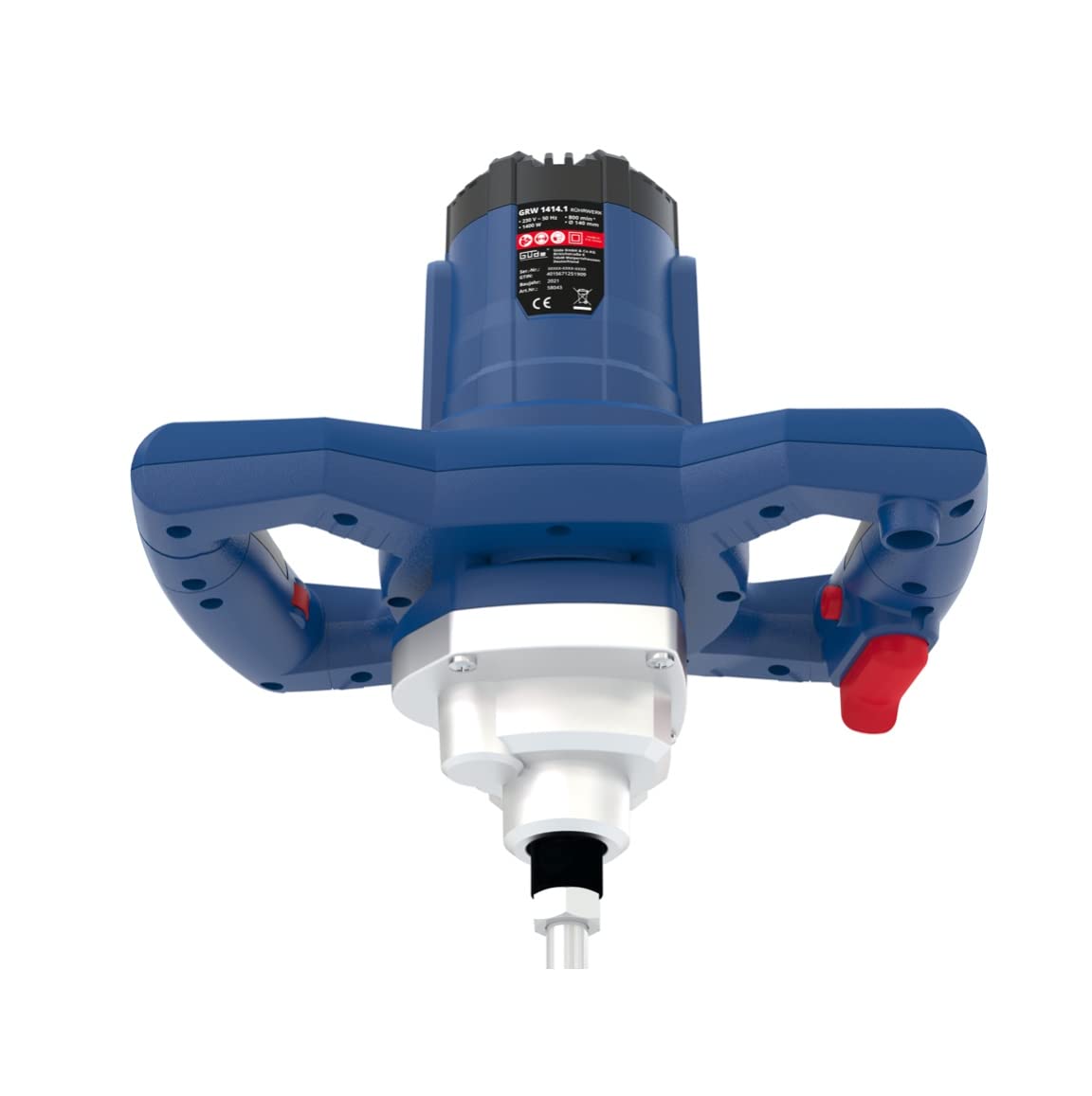 Güde Mezclador 58043 GRW 1414.1 (230 V, 1400 W, potente agitador de mortero para mezclar y mezclar materiales de construcción en polvo) azul