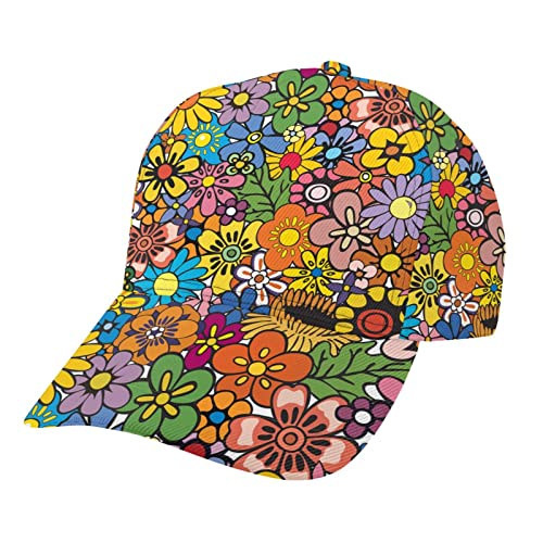 DJTRRF Hippie Flower Women Baseball Caps Sport Hat Adjustable Fashion Casual Cap for Girls Hats