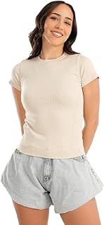 بلوزة عصرية بأكمام قصيرة من المايكروفايبر للنساء من كارينا (قطعة واحدة)