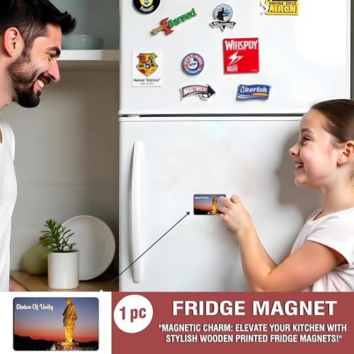 Image of Elegant Fridge Magnet with Themes |Rectangular Size Refrigerator Magnet with Magnetic Rubber Back | Pack of 1, 8.6cm X 5.4cm (Statue of Unity)