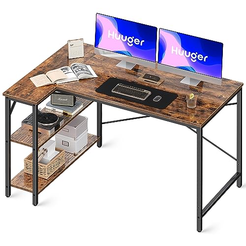 Huuger L Shaped Desk, 47 Inches Computer Desk with Reversible Storage