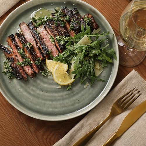 Image of Gibson Elite Eclipse Swirls Plates and Bowls Sets, 12-Piece Stoneware Dinnerware Sets, Reactive Glaze Dish Set - Green