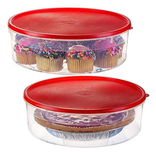 2 Pack - Zilpoo Plastic Round Food Storage Containers with Lid, 10.5" Covered Pie Keeper, Christmas Cookie, Cupcake Carrier, Cheesecake Holder