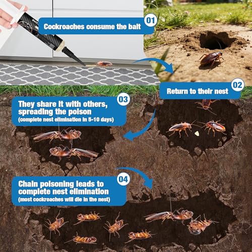 Image of 4 Tubes Cockroach Gel Bait for Home Indoor Outdoor,Powerful Roach Repellent