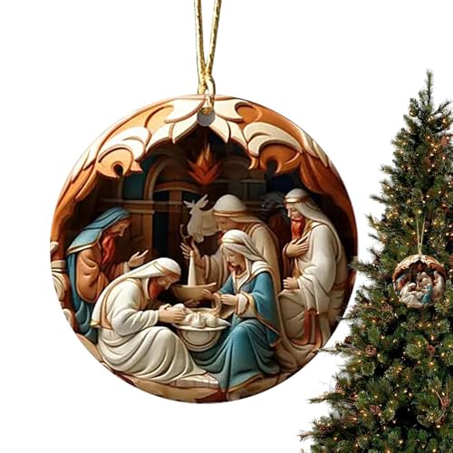 Scène de la nativité de Jésus en acrylique finement sculpté pour une décoration de Noël élégante