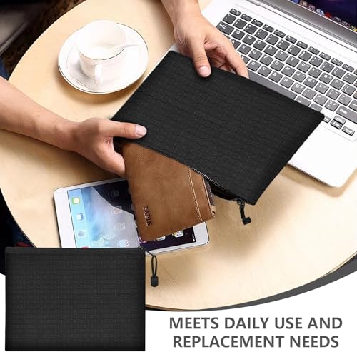 4 Stück Geldtasche, Geldtaschen Banktasche mit Reißverschluss, 24 x 18 cm Geldmappe Schwarz, Wasserdichte Oxford Geld Tasche Dokumententasche A5 für Haushalt, Business, Schule
