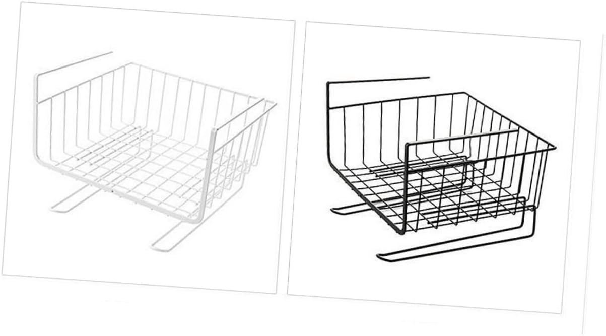 2pcs Simple Cabinet Hanging Rack for under Table Storage Layered Organizer Shelf White Partition Rack for Use Heavy Duty Design Easy to Install Pack