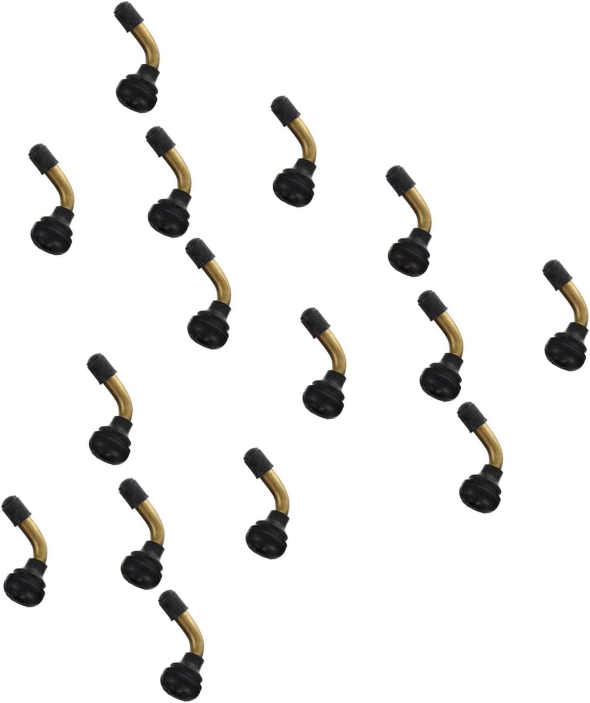 VICASKY 15pcs Angled Brass Tire Valve Stem Extension for Motorcycle and Scooter Rubber Base Easy Access for Pumping for Tubeless Tires