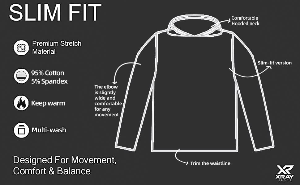 X RAY Men's Crewneck & Hooded Long Sleeve T-Shirt, 95% Cotton Stretch Slim Fit Basic Shirt for Men - Image 8