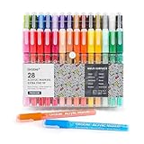 Grabie Acrylic Paint Pens - 28 Color Extra Fine Tip Markers for Painting Various Surfaces - Premium Art Supply Set
