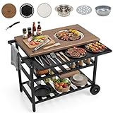 Giantex Outdoor Grill Cart with Korean BBQ Charcoal Grill,...