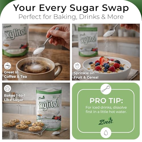 Image of Zveet Birch Xylitol Sweetener | Keto Friendly, Non GMO Low Carb & Calorie Natural Sweetener Sugar Substitute | Kosher & Made in the USA | 1 Pound