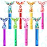 24PCS Glitter Mermaid Tail Bubble Wands for Kids Mermaid Party Favors Decorations Supplies, Mermaid Party Pinata Stuffer, Goodie Bags Filler, School Classroom Prizes