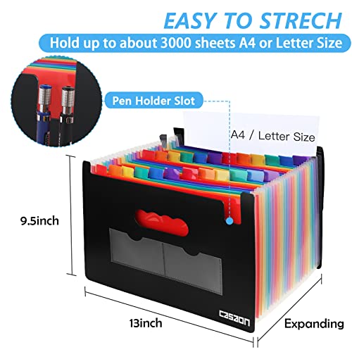 2 Pack Accordian File Organizer, Expanding File Folder 24 Pockets With Expandable Cover A4 Letter Size File Box, Portable Document Organizer - Black #TOP3