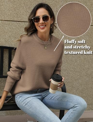 VIMPUNEC Women's Fall Casual Knit Sweaters Oversized Long Sleeve Pullover Top Cozy Chunky Split Hem Jumper3