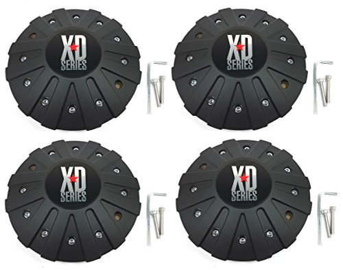 4x KMC XD Series Matte Black Wheel Center Hub Caps Bolt-On for 5x4.5 5x114.3 5x5 5x127 6x5.5 6x139.7 6x135 8x6.5 8x165.1 5x5.5 5x139.7 5x150 8x170 5x135 XD778 Monster