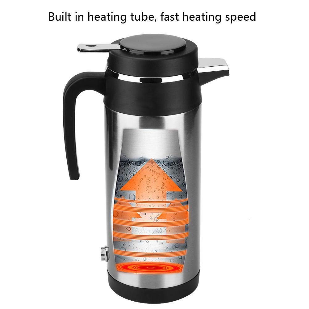 Broco Thermos Elettrico, 1200ML 24V elettrico in acciaio inox In-car della caldaia della bottiglia Thermos di viaggio Riscaldamento Acqua