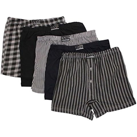 FLAVES FASHION (FF11) 6 or12 Pack Boys Classic Cotton Jersey Boxer Shorts Ages 2-13 Years Check (Age: 12/13 Years, Assorted [6pairs]) Cover