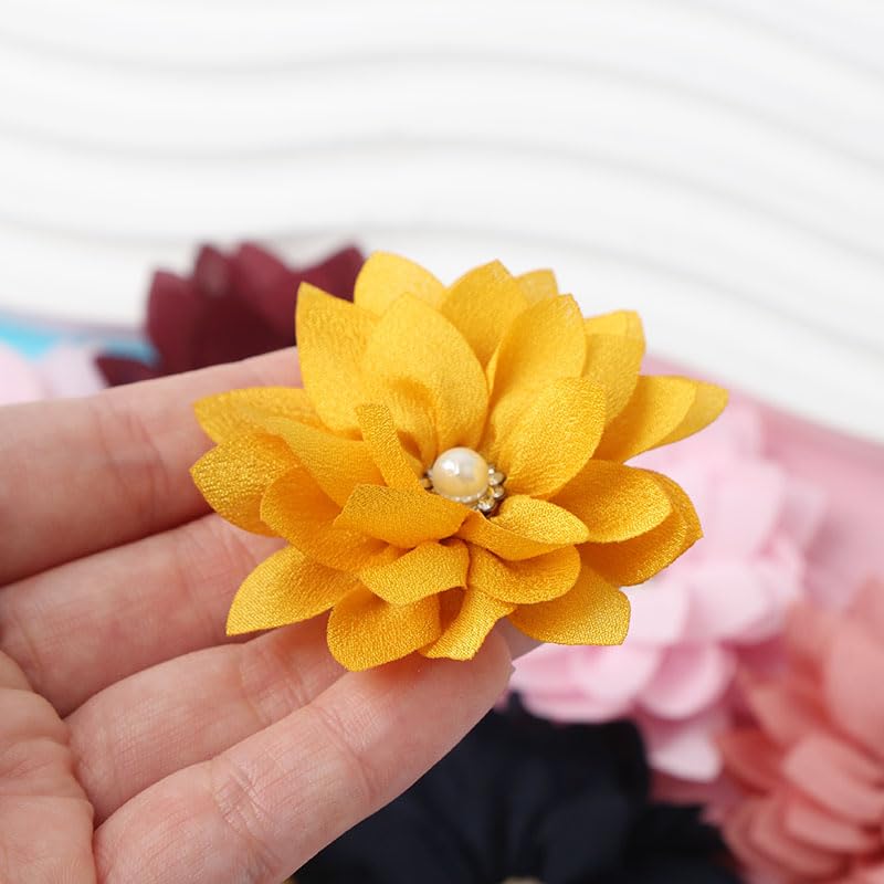 Image of Ximimark 22pcs 2.2inch (5.5cm) Fashion Flower (No Hair Clips) Pearl Center Cute Hair Accessories, For DIY Hair Set Making Dress Brooch Sandal Flowers Supplies For Headband Center
