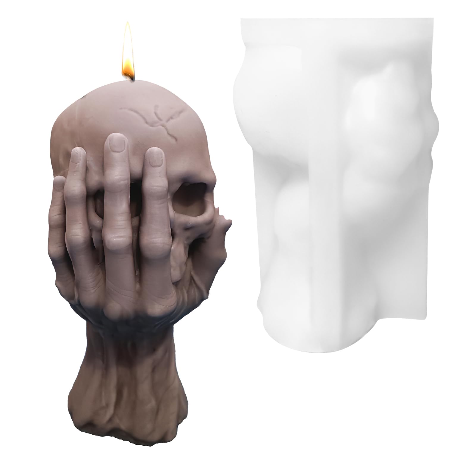 Moule à Bougie En Silicone En Forme De Tête De Mort - Pour Bougies, Savon, Résine - Réutilisable, Lavable - Décoration Halloween