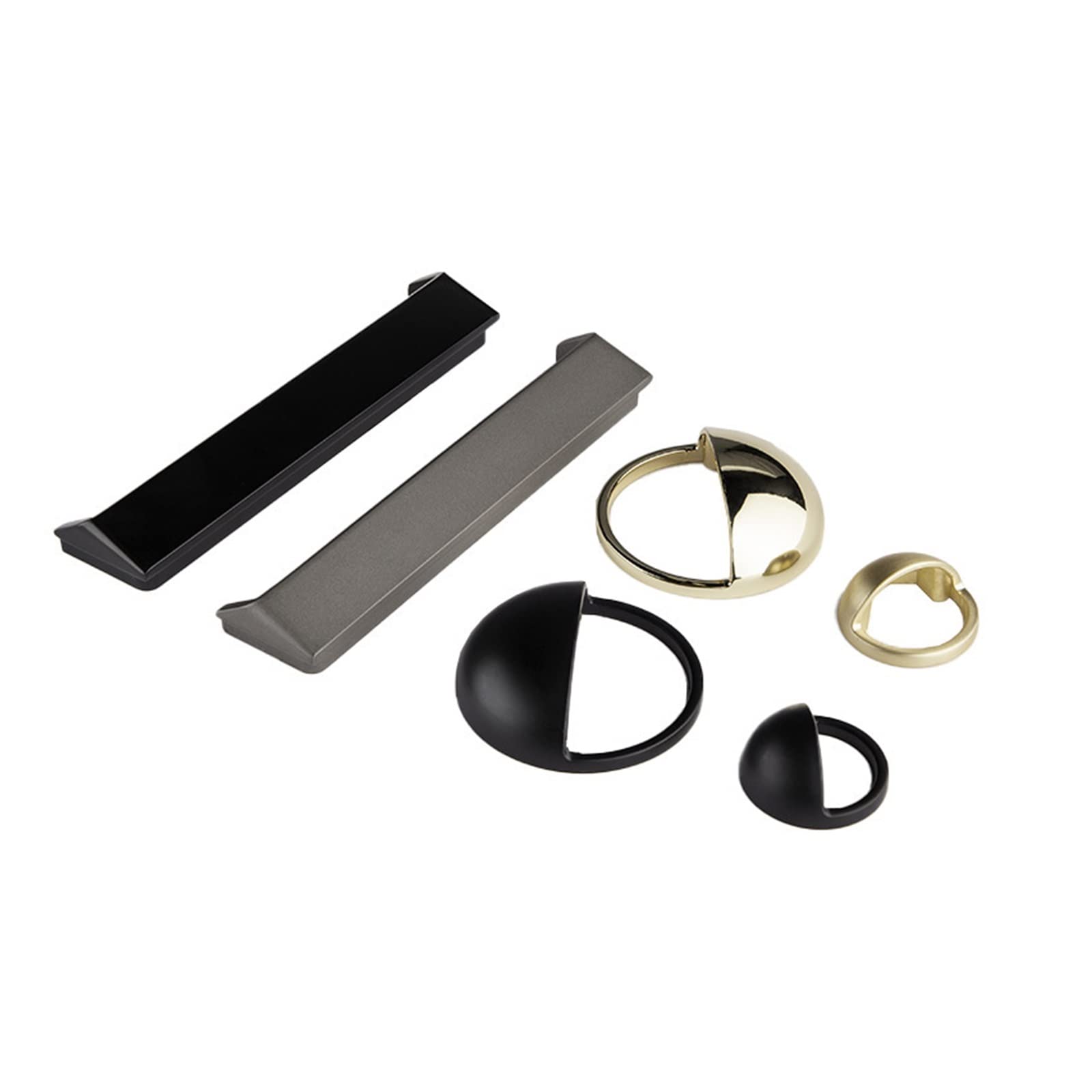 Poignée de porte de placard intégrée design noir et gris mat - Quincaillerie de meuble luxe