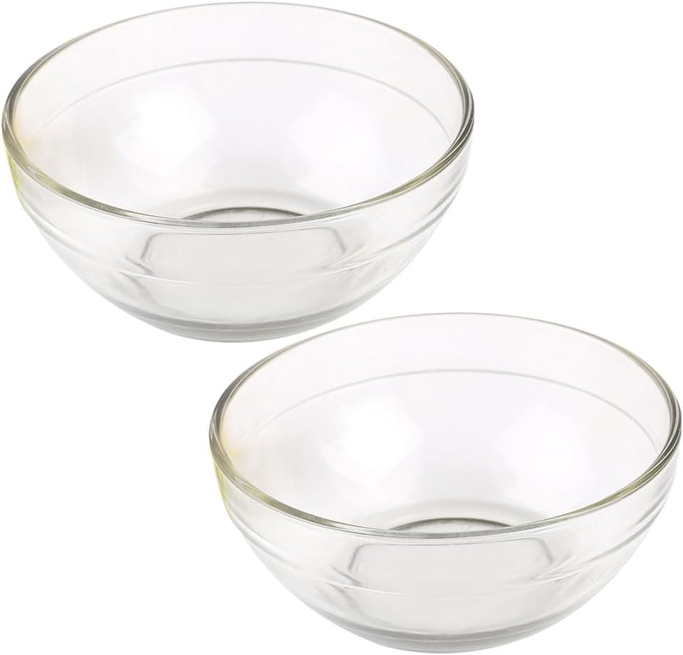 luzen 2Pcs Glass Facial Mask Mixing Bowl Essential Oil Bowl DIY Face Mask Bowl Cosmetic Skincare Beauty Tool for Professional Salon or Home Use, Transparent