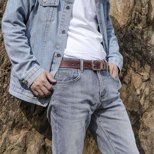 MILORDE Men's Jean Leather Belt, 35mm 100% Genuine Leather, Handmade, Classic Designs for Work and Casual4