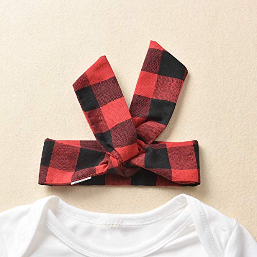 DaMohony 3 Stks Peuter Baby Meisje Xmas Kleding Mijn 1e Kerst Print Romper + Rok + Hoofdband - Afbeelding 7