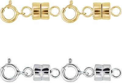 2 - New Solid 14k Yellow Gold and 2 - New Solid .925 Sterling Silver Barrel Magnetic Converter Necklace Clasps