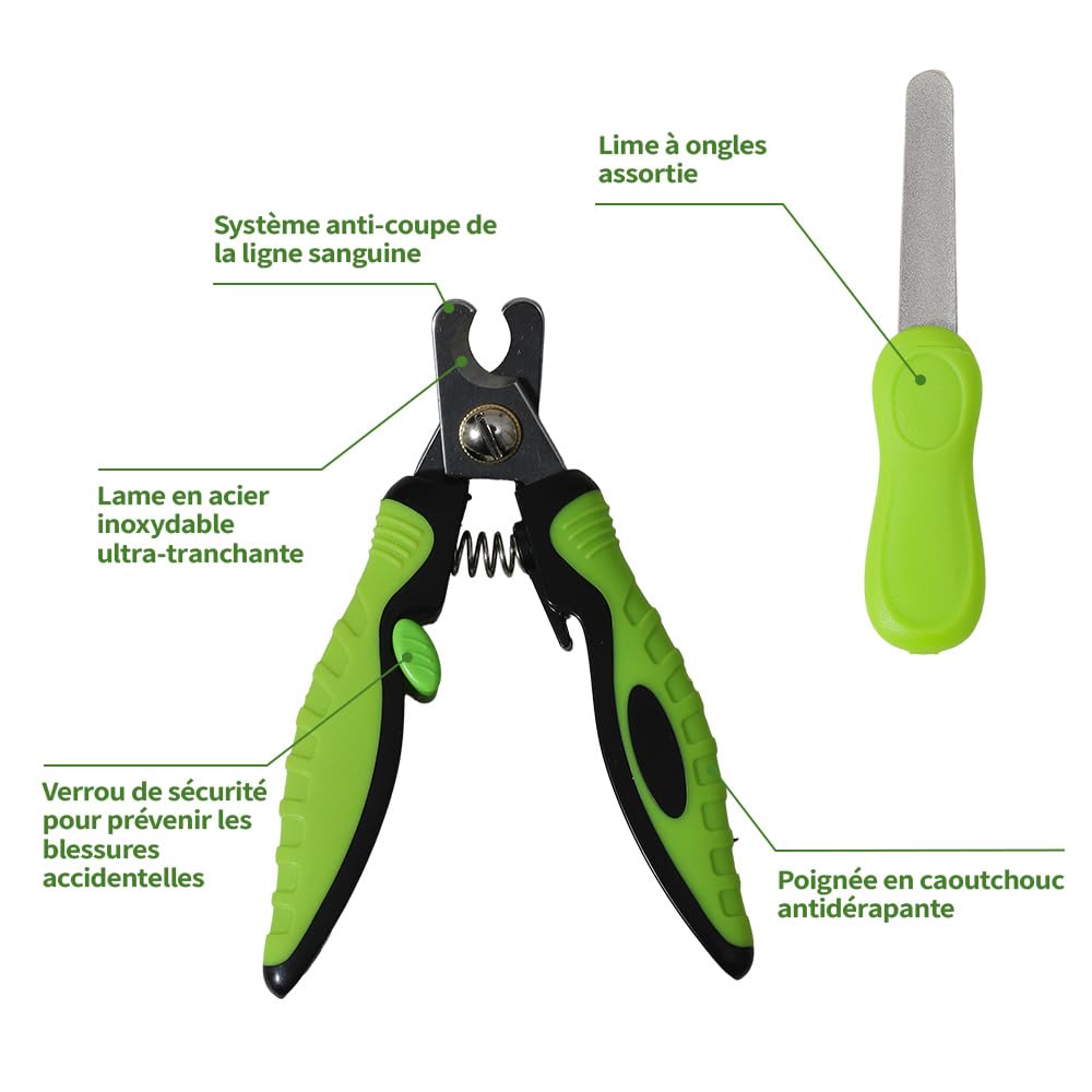Kit Toilettage 6 en 1 Chat Chien - Brosses Démêlantes Poils Longs et Courts - Coupe-Griffes & Lime Acier Inoxydable - Sac de Rangement Inclus
