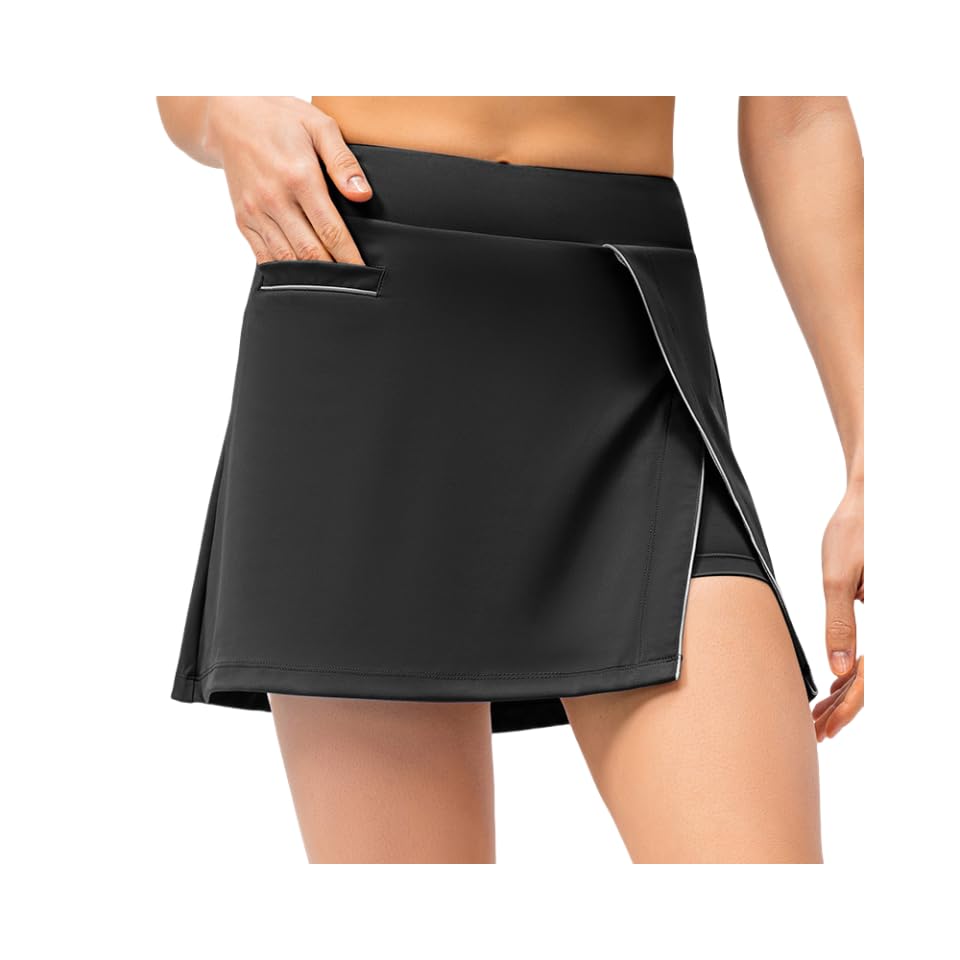 HHHCHPM Women's Cheerleading Sportswear Short Skirt Mini Summer Fitness Running Shorts with Pockets (Black,Large)
