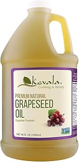 Kevala Grapeseed Oil, 1/2 Gallon (64 fl oz), Premium Natural, Expeller Pressed