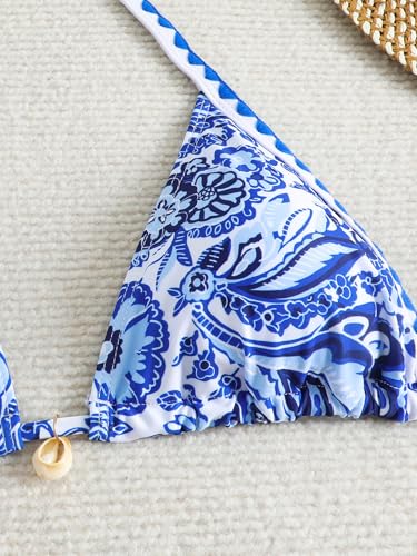 Image of BYFINECANY Women's Floral Printed Bathing Suit Halter Paisley Summer Swimsuit Bikinis Set