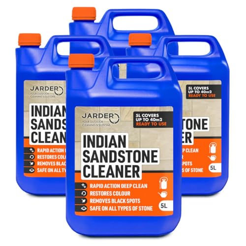 Jarder Indian Sandstone Cleaner 4 x 5L Removes Dirt Grime Algae Mould and Black Spots Restores Colour Safe on All Stone Types