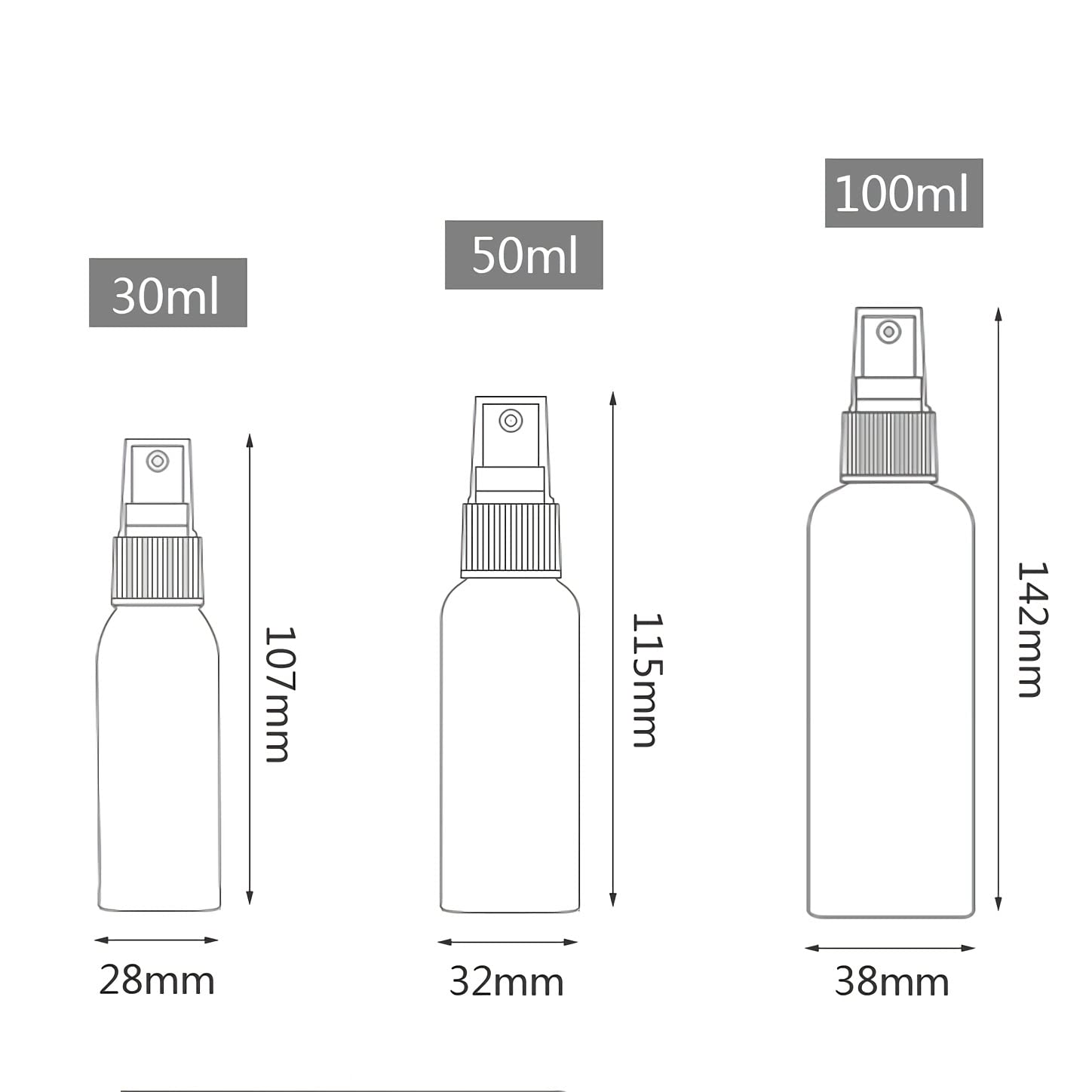 50 Pezzi Portatile 100ml Bianco Flacone Spray Vuoto Plastica, Piccolo Flacone Spray per Nebbia con Testina di Spruzzo Bianco, Bottiglia di Profumo, Cosmetica, Viaggio Riutilizzabile con 4x Imbuti