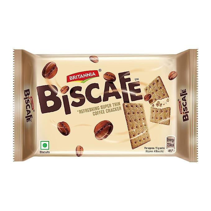 Britannia BisCafe Super Thin Coffee Crackers, 100g, Light Brown, Pack of 7 Kten With Container - Image 2