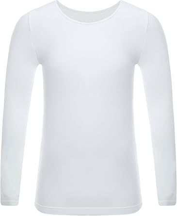 Hansber Kids Girls Boys Compression Base Layer Thermal Underwear Tops Stretchy Nylon Long Sleeve Undershirts