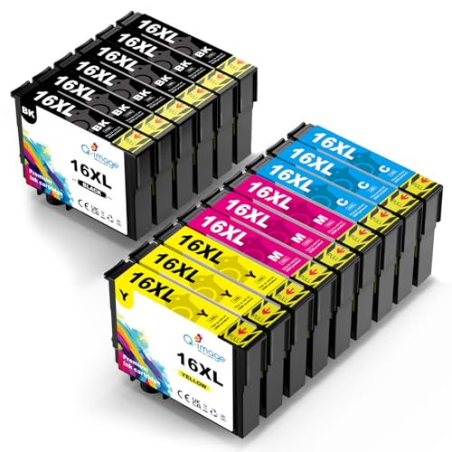 Q-image 16 XL Cartuchos de Tinta Reemplazo para Epson 16XL Compatible con Workforce WF-2630 WF-2510...