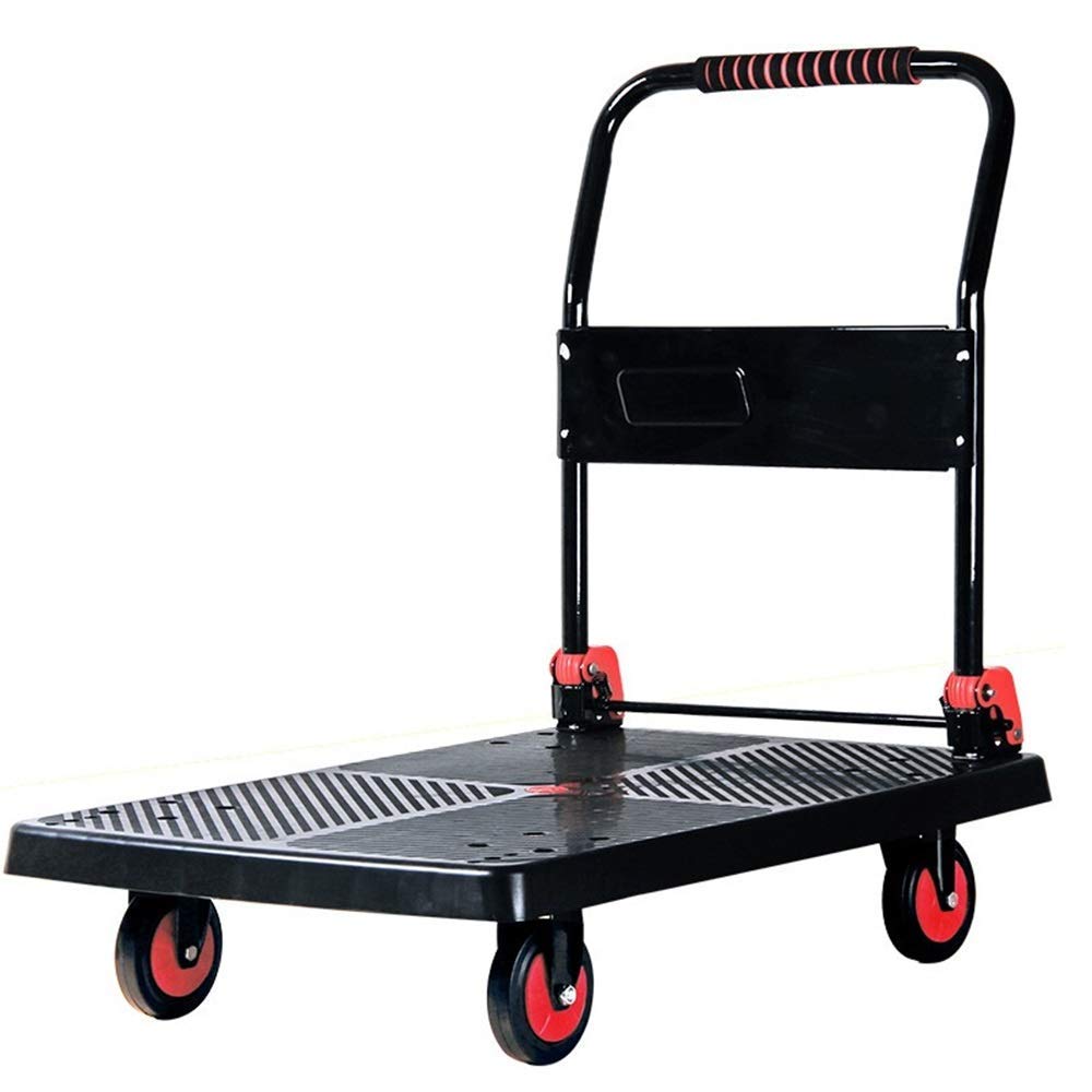 Carrello a pianale Pieghevole a Quattro Ruote per carichi Pesanti con Ruote girevoli a 360°: Un Carrello Multifunzionale per Un Facile stoccaggio e Trasporto, Ideale per movimentare Oggetti