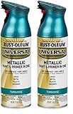 Rust-Oleum 330480 Universal All Surface Metallic Spray Paint, 11 oz, Turquoise (Pack of 2)
