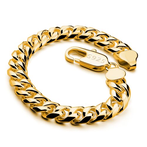 Pulsera de plata 925 para hombre diseño cubano 8 mm oro miniatura 1