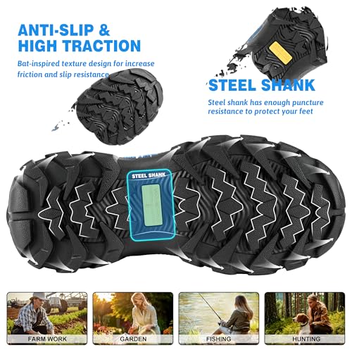 Image of Wovenpak Extra Wide Rubber Boots for Women, Waterproof Hunting Boots with Steel Shank, Insulated Mud Boot, 6mm Neoprene Anti-slip Outdoor Work Boots, Size 6-11
