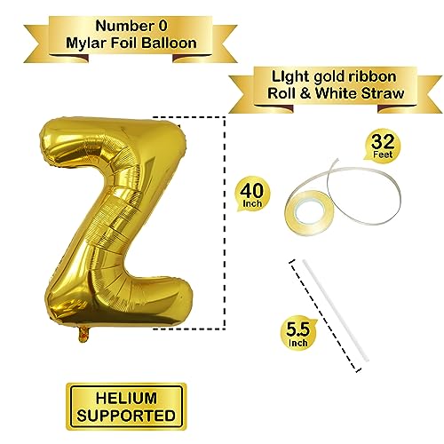 Image of Letter Balloons Gold Party Balloon - 40 Inch Large Gold Letter Z Balloon, Letter Balloon Birthday Decorations, Balloon for Women Men Anniversary Party Decorations Supplies