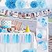 Fonder Mols 26 Pack Baby Blue Turquoise White Tissue Paper Pom Pom Tassel Garland Circle Paper Garlands For Home Ball Party Decoration