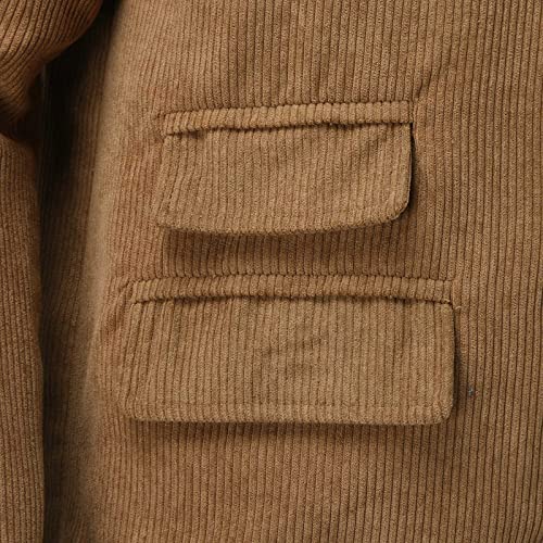 Mens Jacket Fall Winter Corduroy Windbreaker Warm Lapel Slim-Fit Coat - image 7