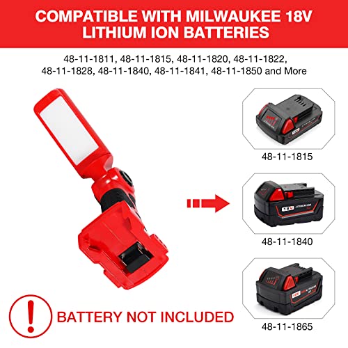 Image of YEX-BUR LED Work Light Torch Compatible with Milwaukee 18v Battery, 12W 1000LM Flashlight with USB-A Charging Port Portable Outdoor Indoor Lights for Workshop,Garage,Camping,Emergencies