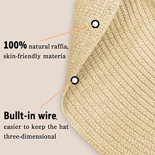 Sombrero de paja playero grande con ala ancha para mujer miniatura 4